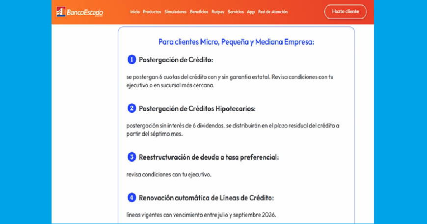 BancoEstado dispone medidas para Pymes afectadas por emergencia climática